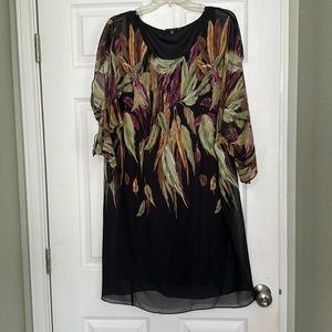 Tiana B blank tank dress with sheer split sleeve overlay size 14